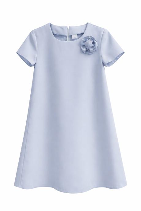 Dievčenské spoločenské šaty svetlomodré s kvetom, 134 / 158