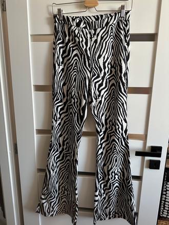 Shein zebra nohavice do zvonu, s