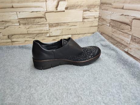 Rieker 38 - dámske kožené čierne topánky, rieker,38