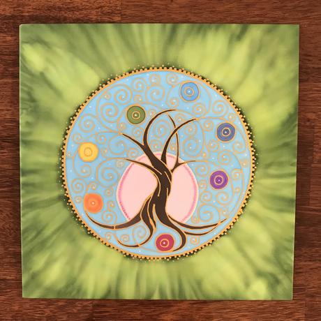 Ručne malovaná strom života na hodvab 41x41 cm, 
