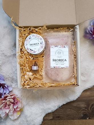 Handmade - peeling a soľ do kúpeľa škorica, 