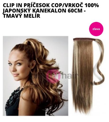 Clip in príčesok cop/vrkoč japonský kanekalon, 