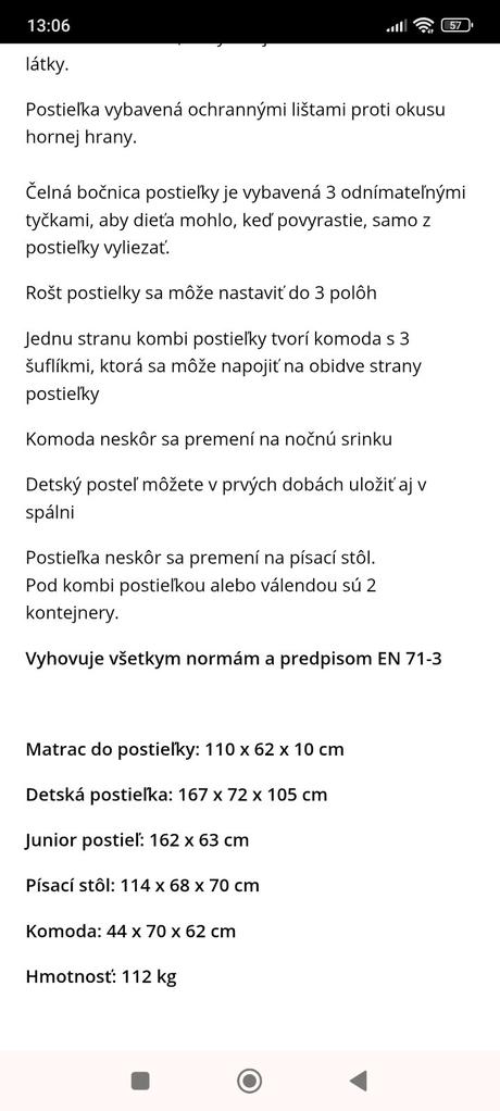 Detská postieľka 3v1, šírka (cm): 75,dĺžka (cm): 170
