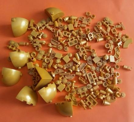Lego diely, farba pearl gold, nehrané 160ks,