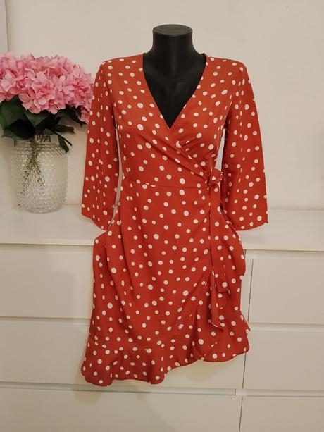 Vero moda bodkované zavinovacie šaty, 34 / xs