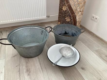 Pozinkované vandlíky, lavor smaltovaný,, 