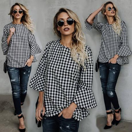 Bluzka black/white, l