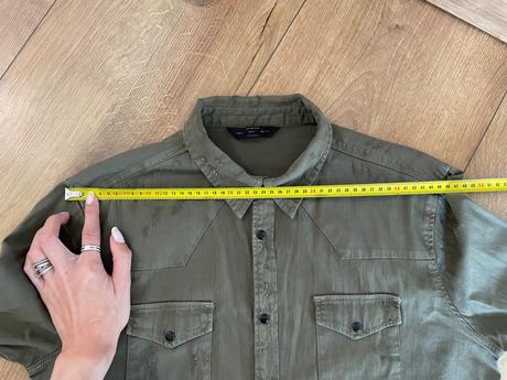 Khaki roztrhaná košeľa pánska, zara,m