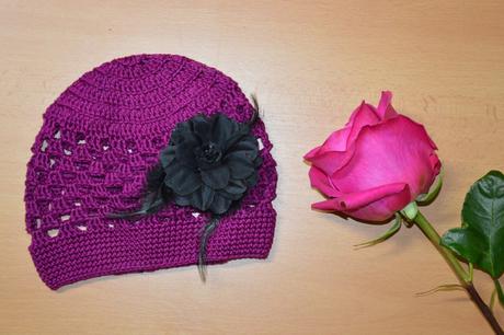 Háčkovaná čiapočka s kvetom, 50 - 158