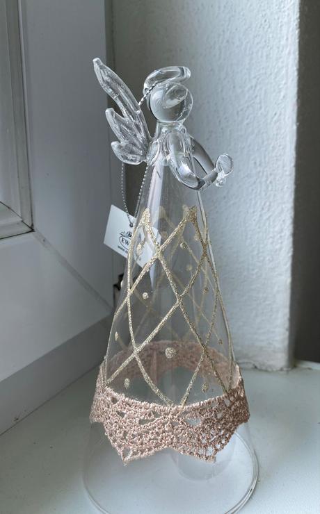 Sklenený anjel 16 cm, 