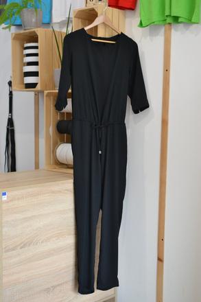 Dlhý čierny šifónový overal 36/38, 36