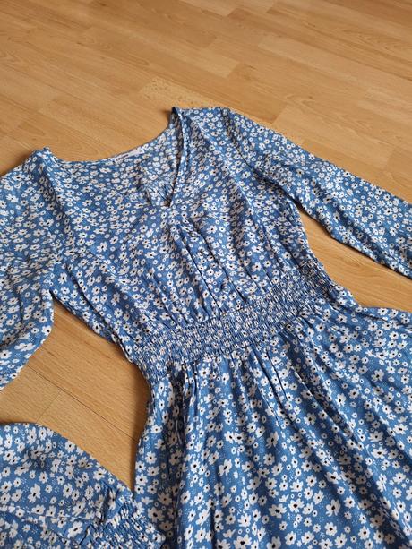 Romantické modré šaty cropp, s