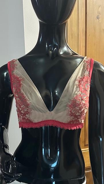 Balkonetová béžovo-červená podprsenka intimissimi, intimissimi,m