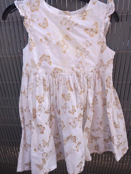 Biele šaty so zlatými motylikmi, h&m,92