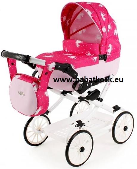 Kočík pre bábiky retro čerevená hviezdička,