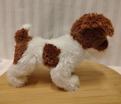 Plyšový hnedo biely pes, 19 cm, 
