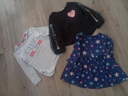 Tričká dlhý rukáv plus šatočky, 86–98