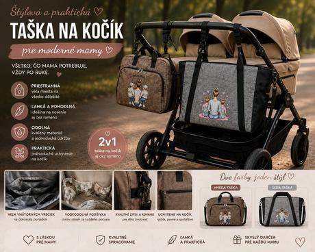 Taška na kočík pre dvojičky, 