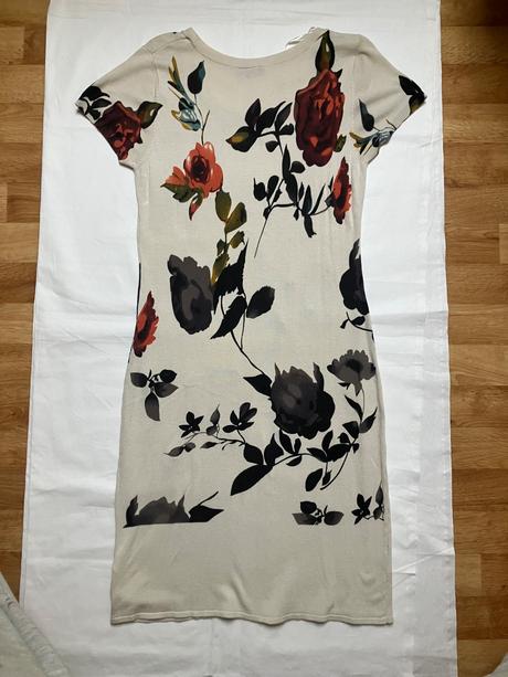 Floral bodycon šaty / elegantné béžové šaty s kvet, l