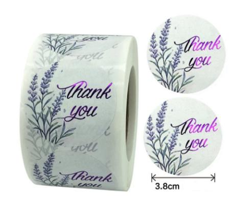 Nálepky thank you rôzne druhy, 