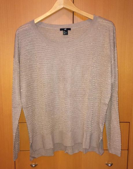 H&m lurexový zlato-hnedý padavý svetrík, h&m,m