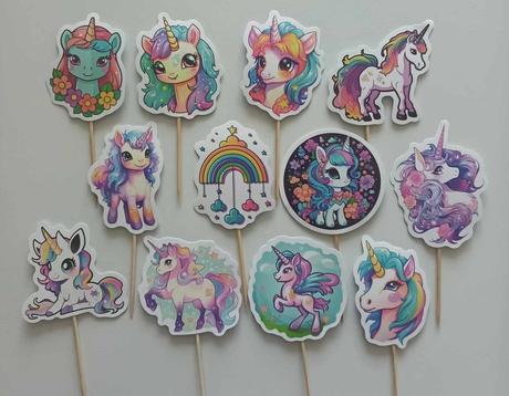 Tortový zápich jednorožec (15ks) - skladom, nv-15, 