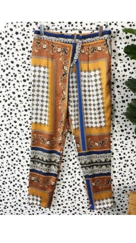 Voľné nohavice s potlačou ako na šatke, zara,xs