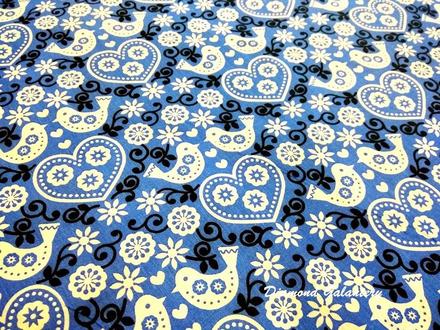 Bavlnená látka - vtáčiky modré - cena za 10 cm, 