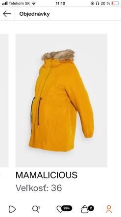 Mamalicious tehotenska zimna bunda v. 36, s