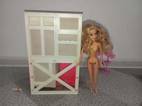 Barbie kuchyňa, barový pult, stoličky, riady, 