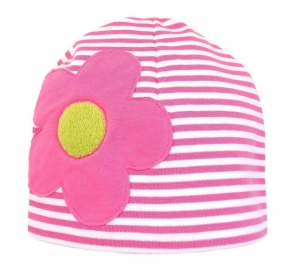 Pinkie čiapka pink strips flower, 68 - 140