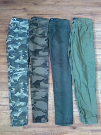 Rifle a nohavice zelené farby, s