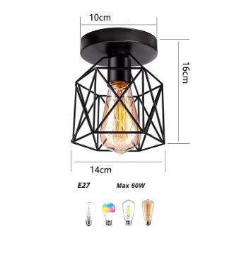 Čierne priemyselné stropné svietidlo,