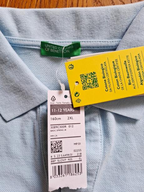 Chlapec bledomodrá polokošeľa benetton 160, benetton,158