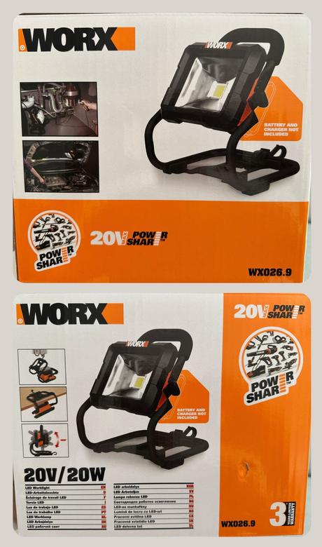 Akumulátor worx 6ah pracovné svetlo nabíjačka set, 