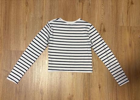 Proužkované tričko crop-top, h&m,146