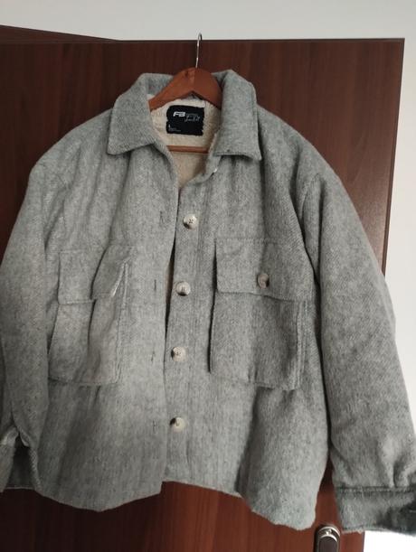 Zimný kabátik oversize, fishbone,l