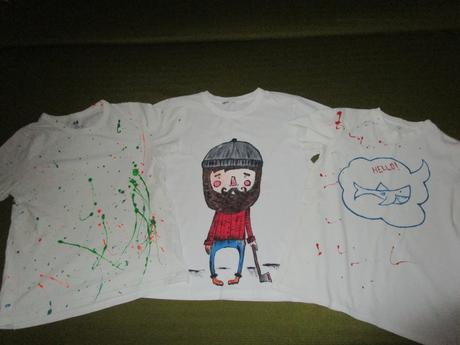 2957. ručne maľované tričká 3x, h&m,134