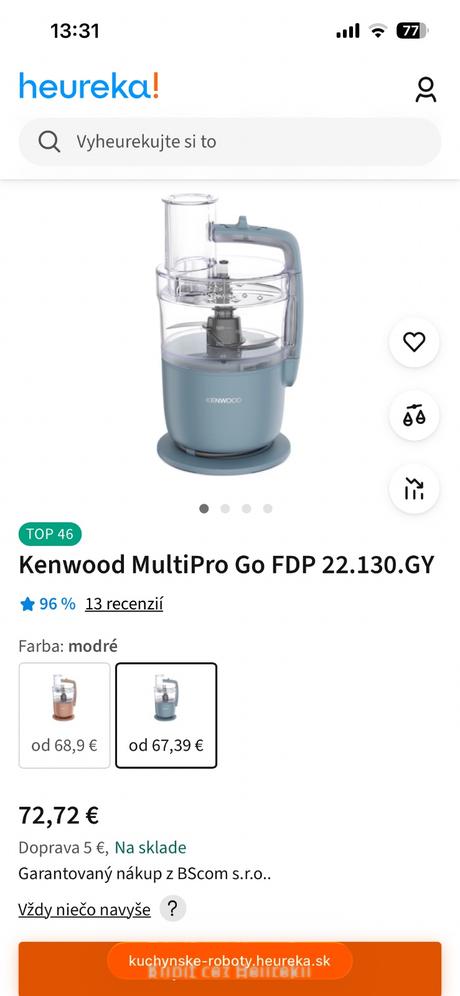 Food processor kenwood fdp22.130gy multipro go, 