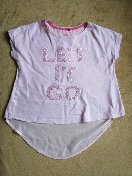 Tričko 140cm s trblietavym nápisom let it go, 140