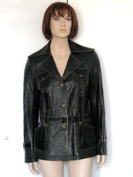 Kožená čierna bunda, l