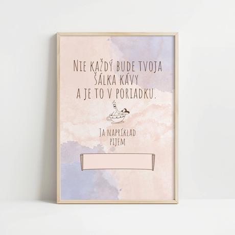 Vtipný art print pre milovníkov kávy s textovou gr,