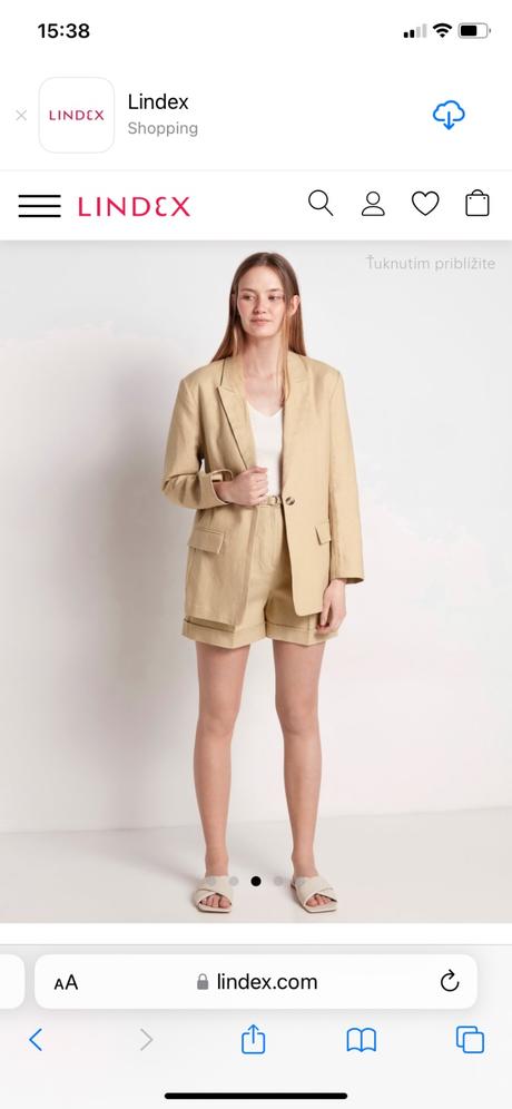 Béžové ľanové šortky so zvýšeným pásom a opaskom, lindex,m