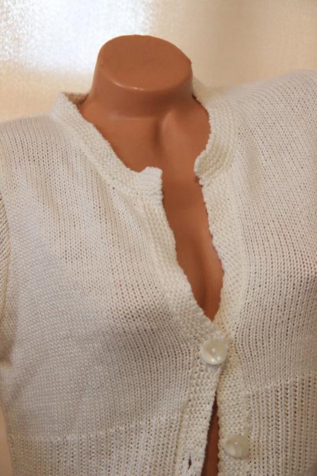 Biely pletený kardigan, m, m