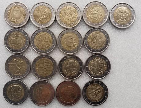 Pamätné 2 eurové mince 17ks, 