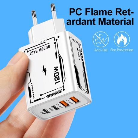 120w nabíjačka gan 4portová pd usb typu-c, 