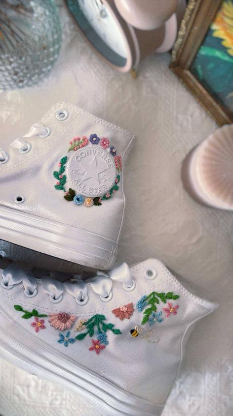 Plátené, ručne vyšívané tenisky, 36 - 42