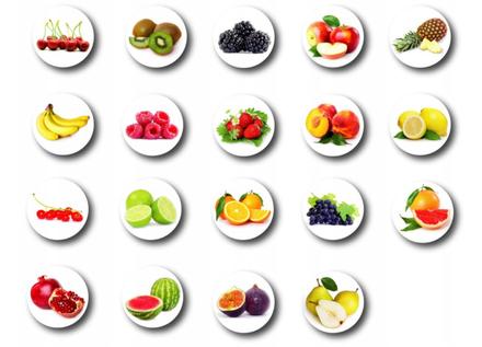 Magnetky reálne ovocie 19 ks,