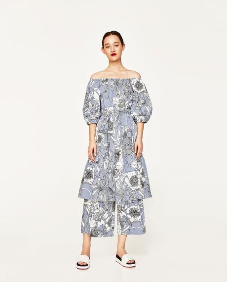 Modrobiele pásikavé letné široké bavlnené kulóty m, zara,38