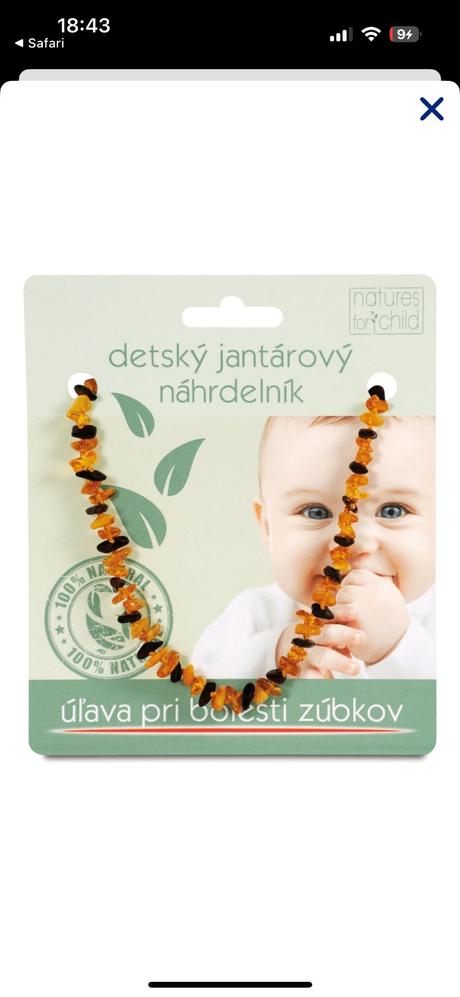 Jantárový náhrdelník pri prerezávaní zúbkov, 